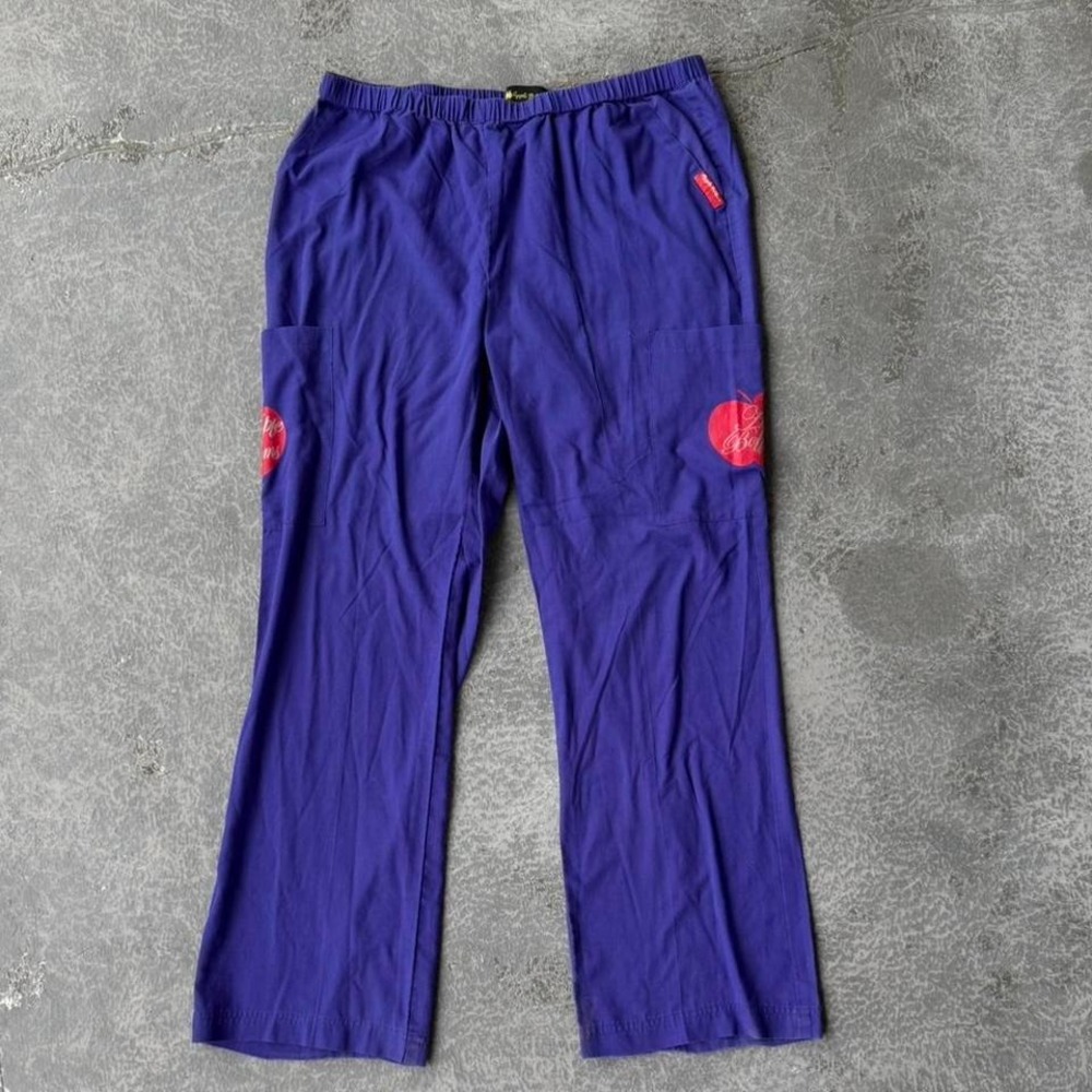 Y2k Apple Bottoms Scrub Pants Purple Red Apple Logo Y2K Size Large